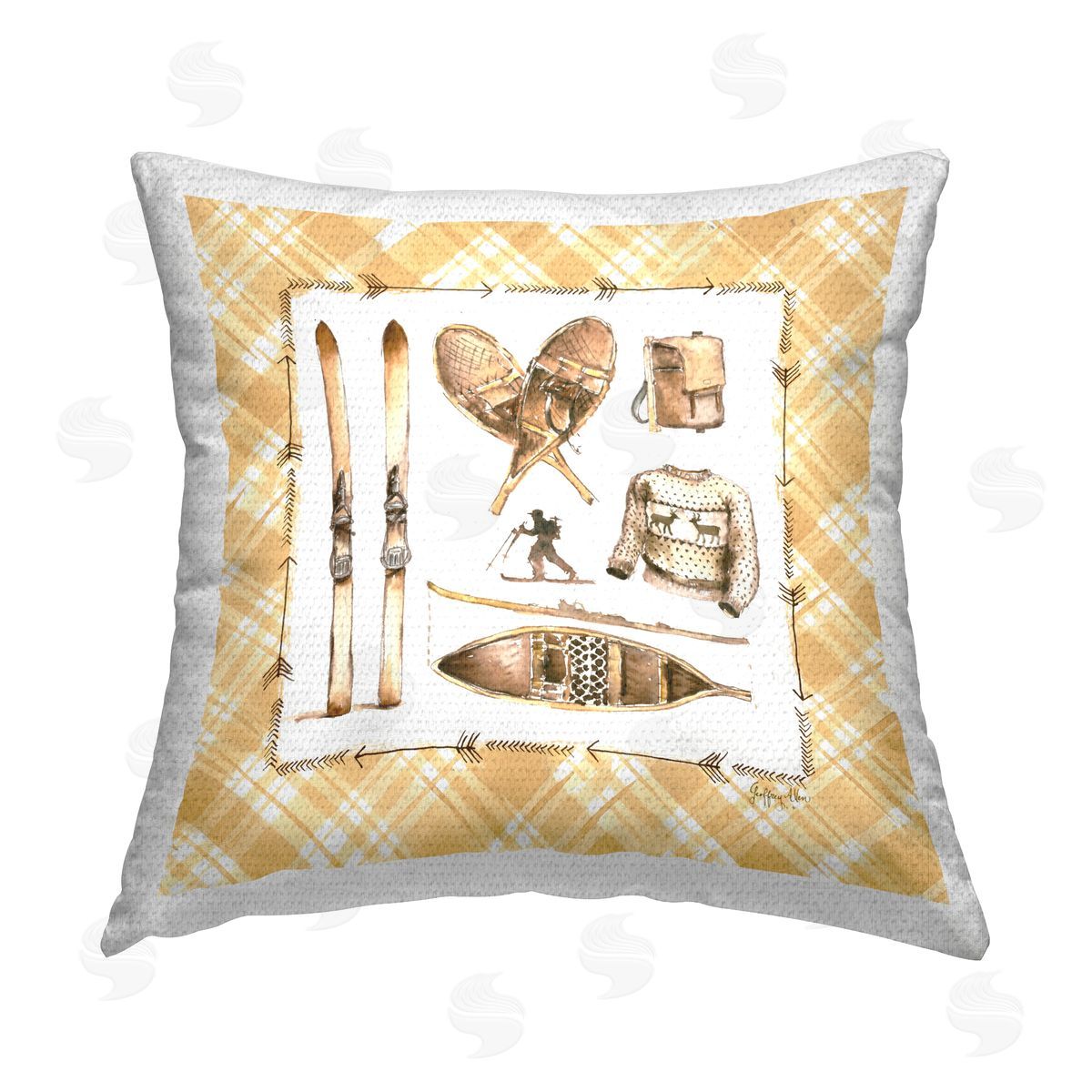 Geoff Allen Cozy Winter Sports Outdoor Quick-Dry Polyester Printed Throw Pillow