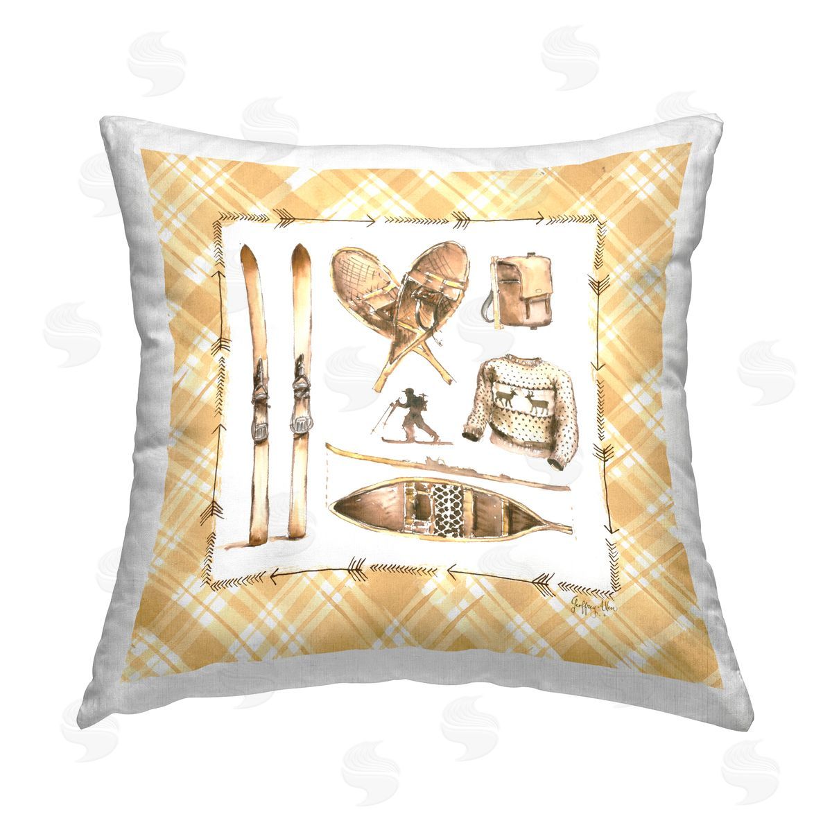 Geoff Allen Cozy Winter Sports Printed Plush Polyester Throw Pillow