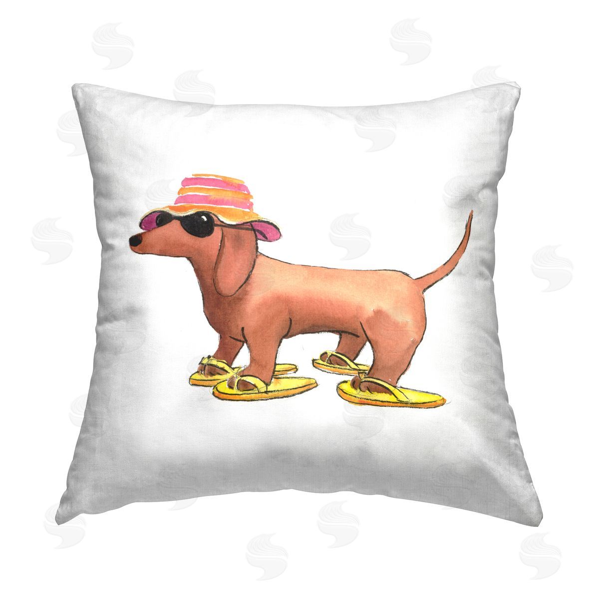 Geoff Allen Beach Dog Flip Flops Printed Plush Polyester Throw Pillow