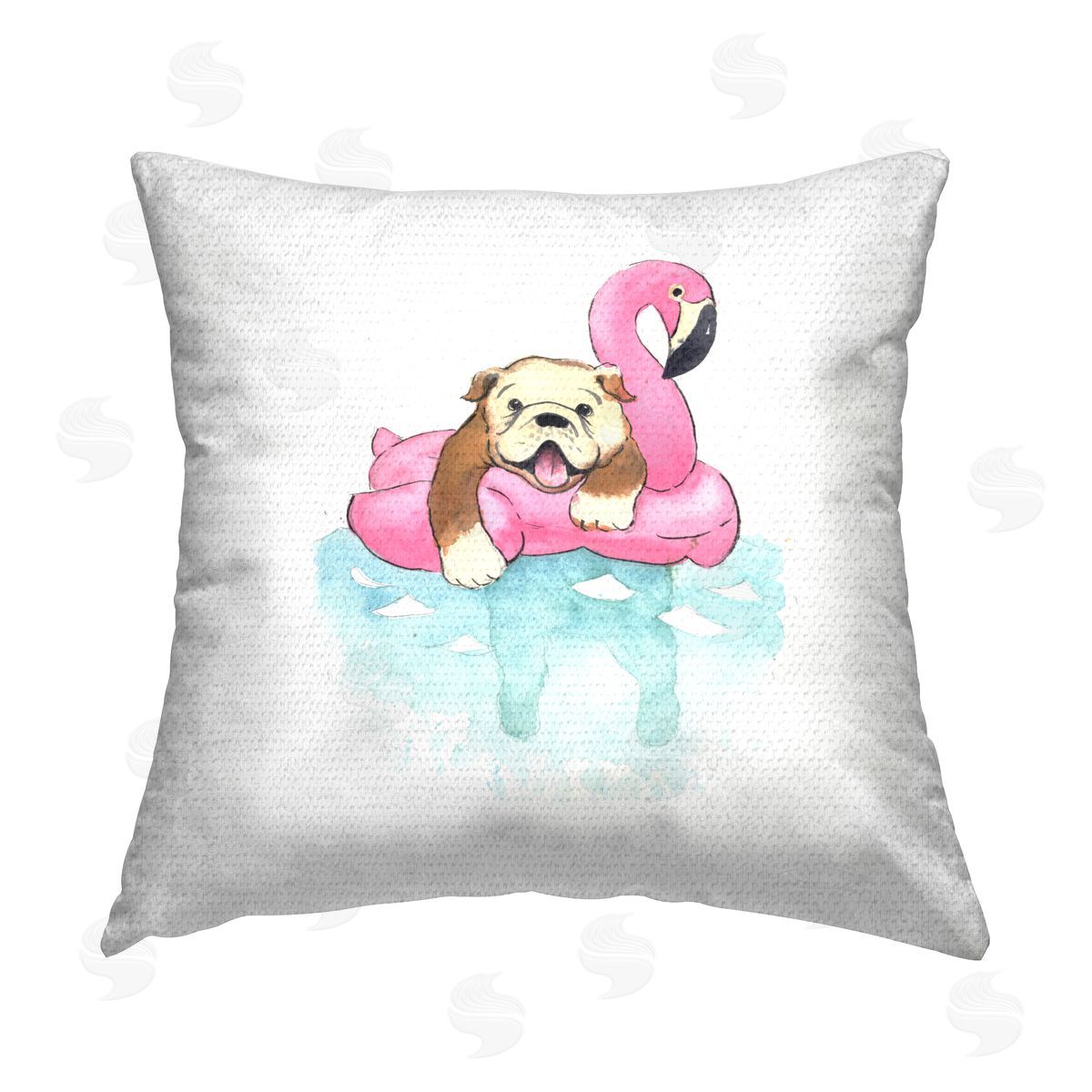 Geoff Allen Bulldog in Pool Float Outdoor Quick-Dry Polyester Printed Throw Pillow
