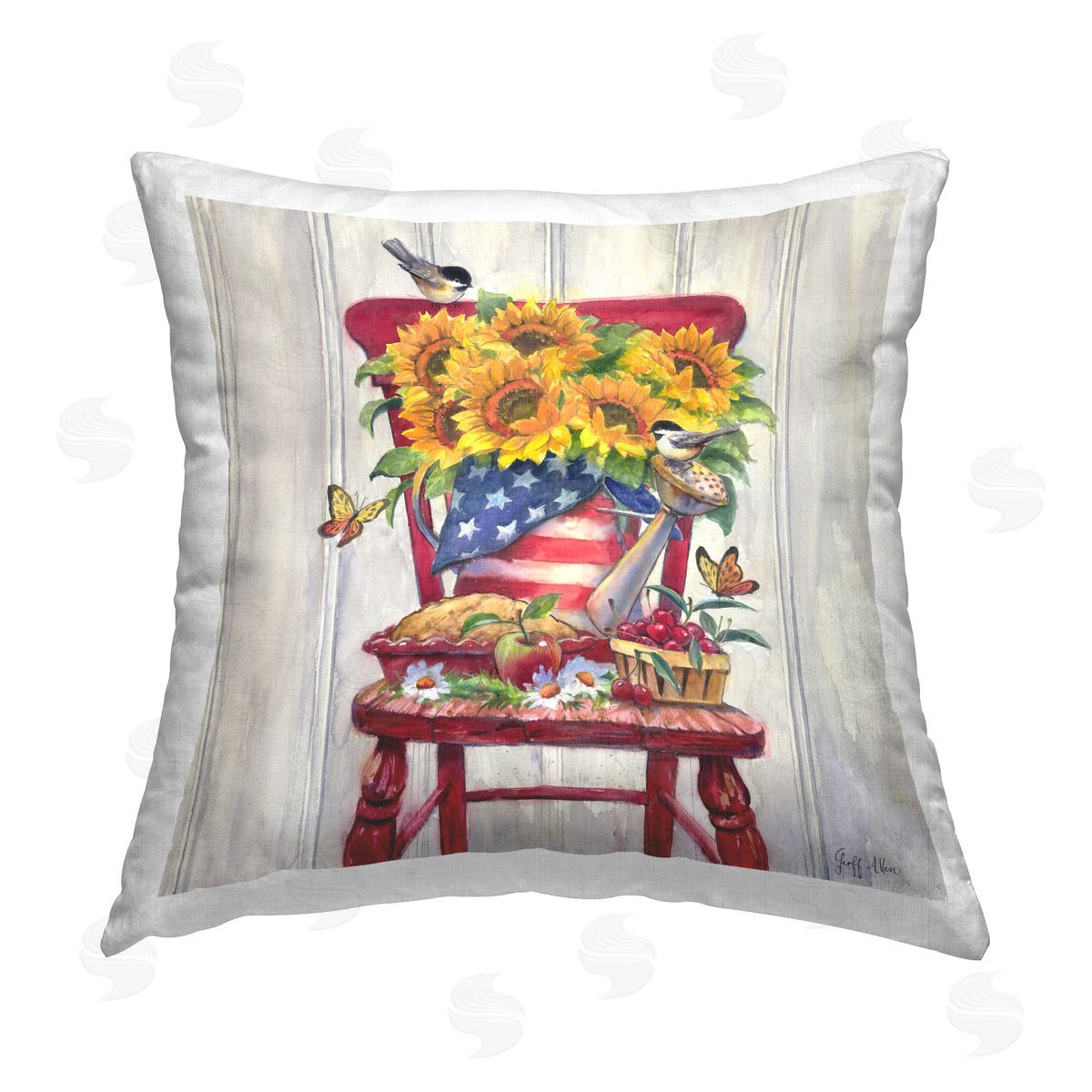 Geoff Allen Patriot Porch Still Life Printed Plush Polyester Throw Pillow