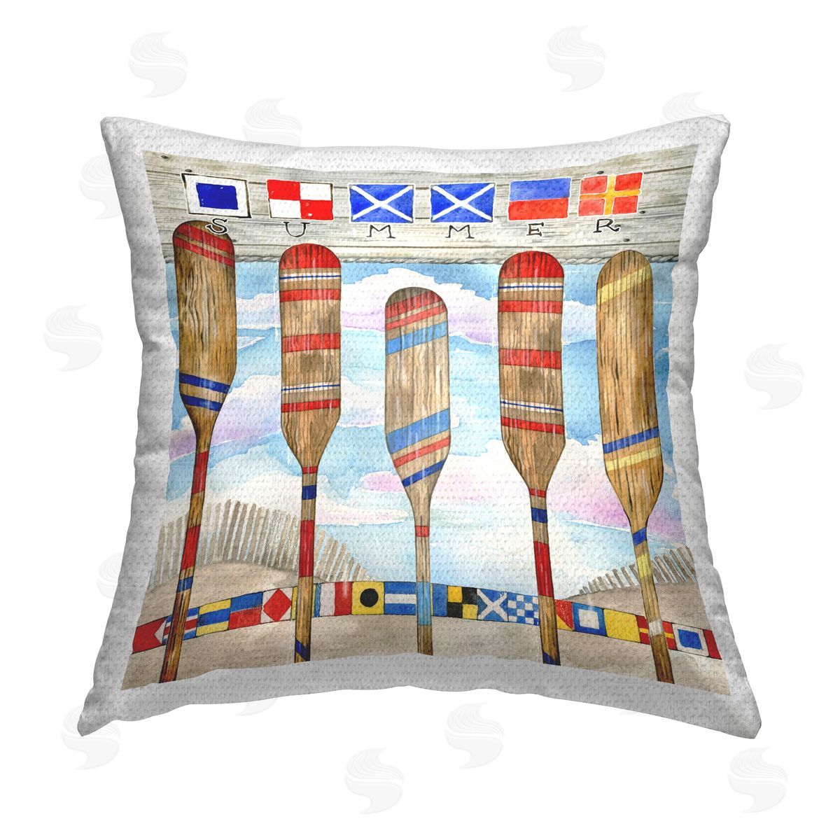 Ronnie Rooney Maritime Summer Paddles Outdoor Quick-Dry Polyester Printed Throw Pillow