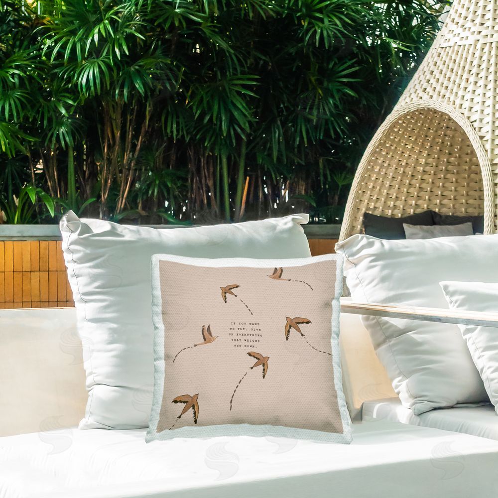 Amelia Noyes If You Want To Fly Outdoor Quick-Dry Polyester Printed Throw Pillow in Back Yard