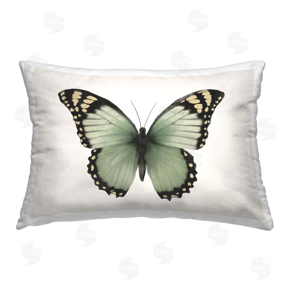 Elizabeth Medley Green Symmetrical Butterfly Printed Plush Polyester Throw Pillow