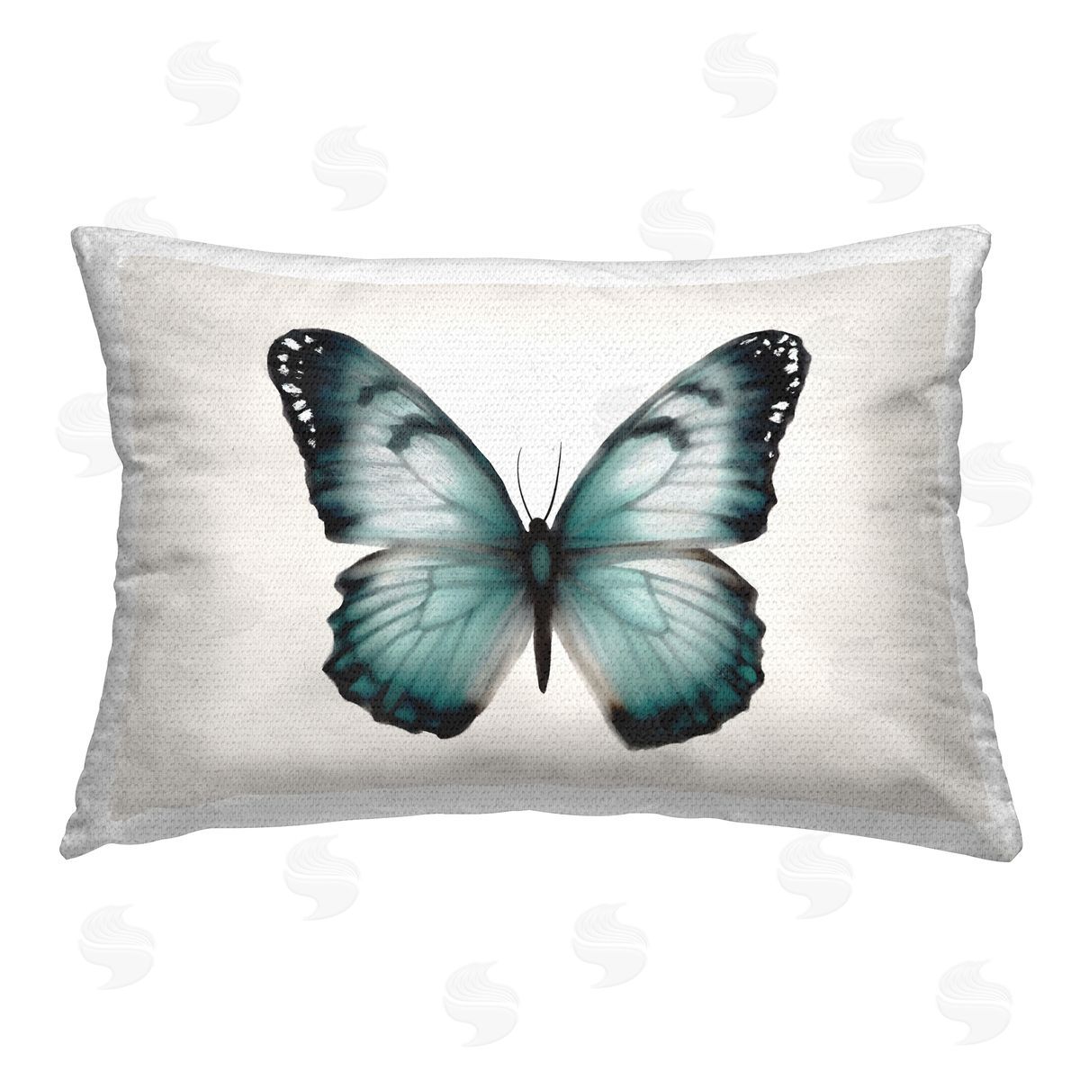 Elizabeth Medley Teal Symmetrical Butterfly Outdoor Quick-Dry Polyester Printed Throw Pillow