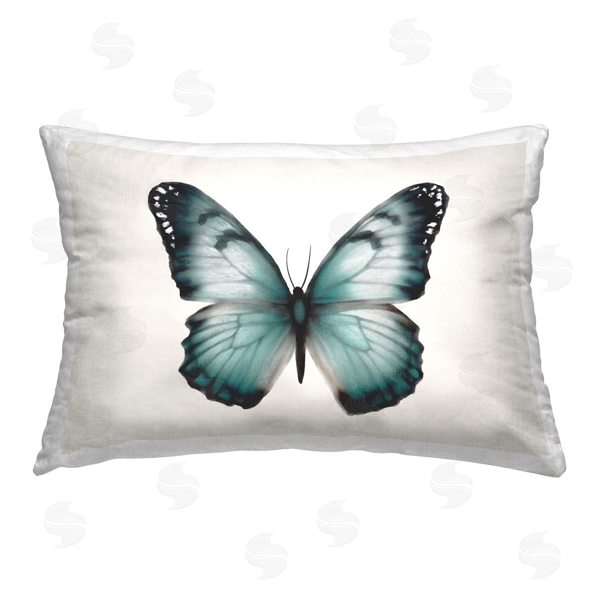 Elizabeth Medley Teal Symmetrical Butterfly Printed Plush Polyester Throw Pillow