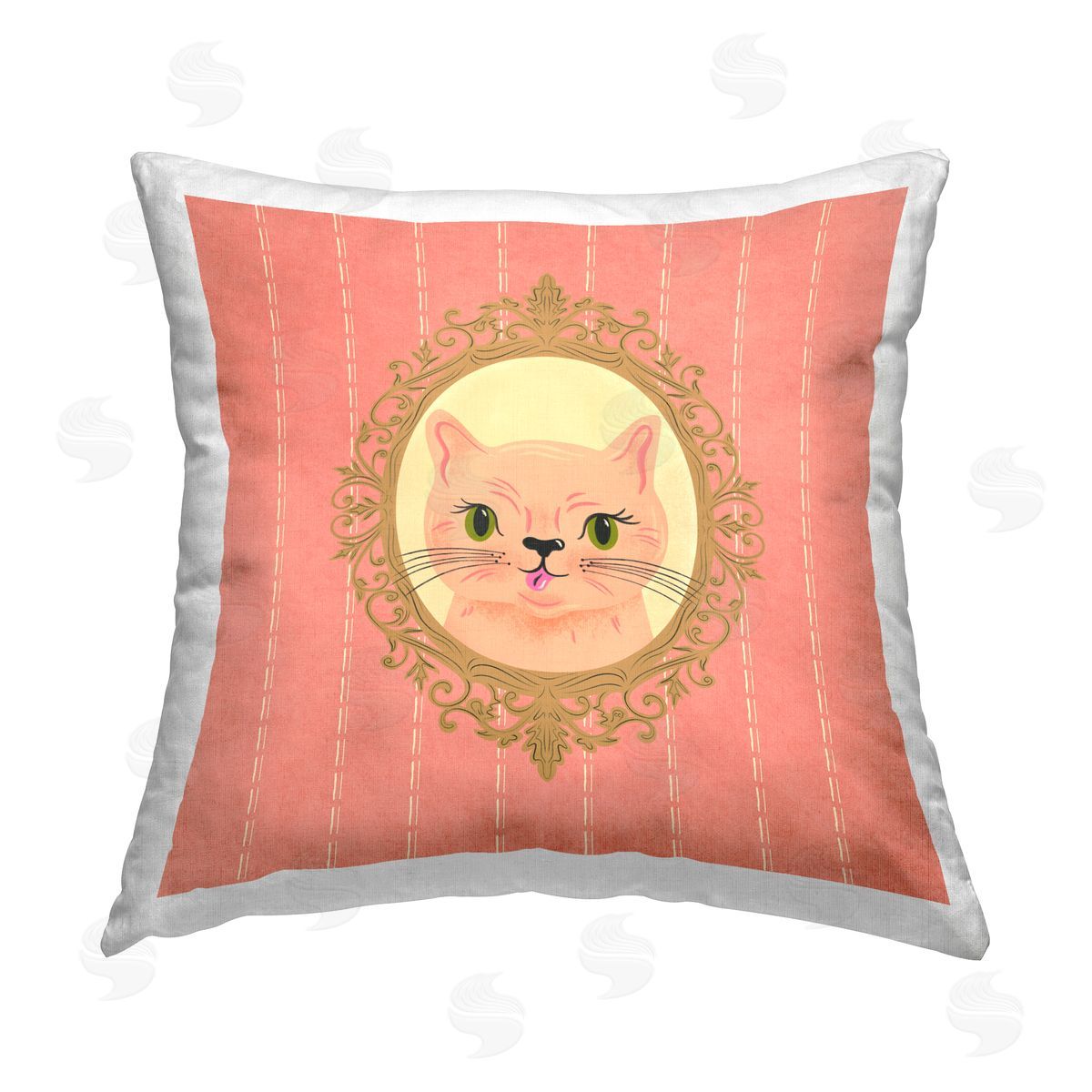 Carrie Cantwell Peach Cat Portrait Printed Plush Polyester Throw Pillow