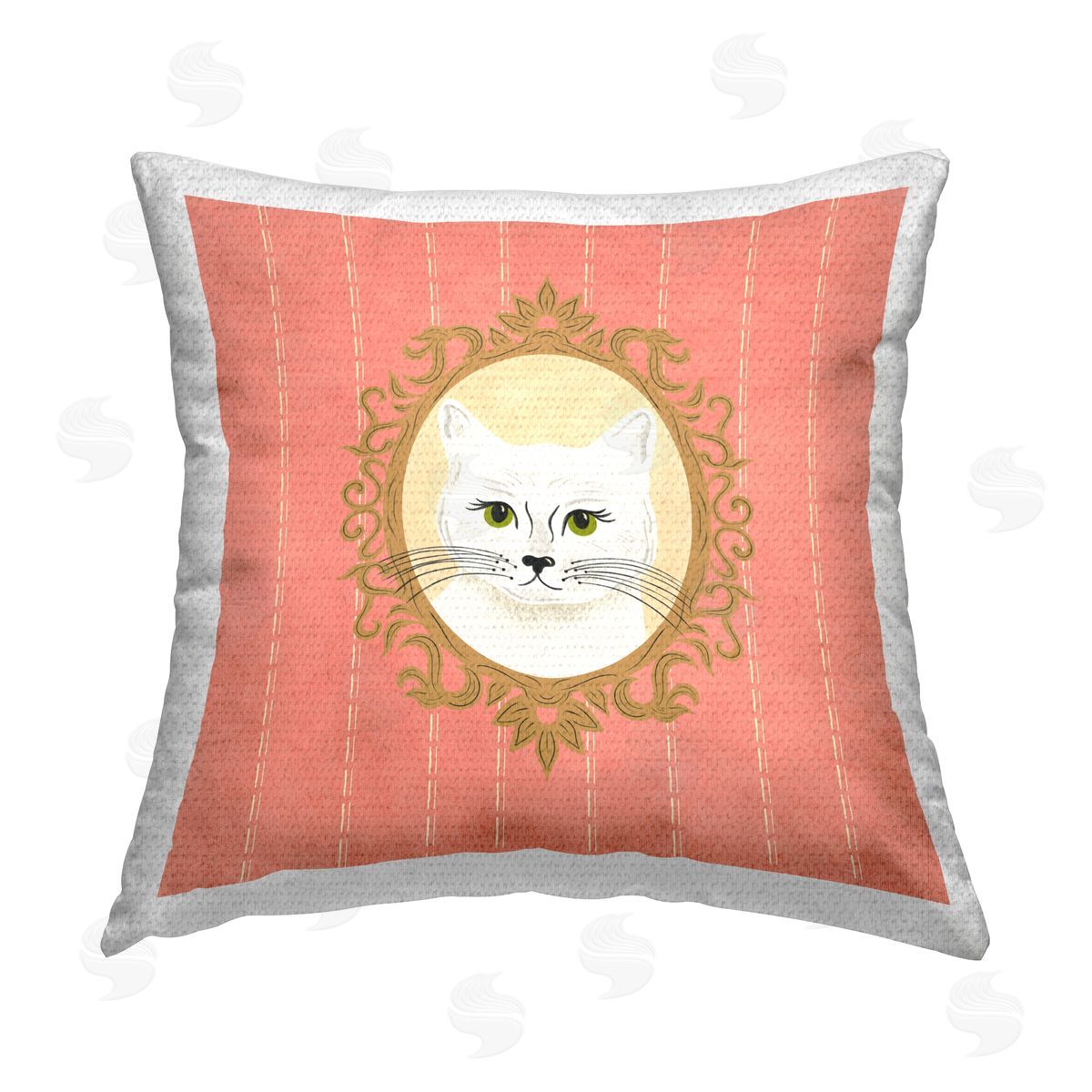 Carrie Cantwell White Cat Portrait Outdoor Quick-Dry Polyester Printed Throw Pillow