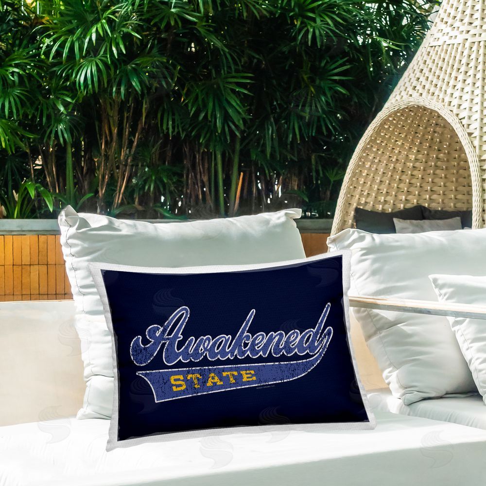 Higher Learning/Life Is High Awakened State Varsity Outdoor Quick-Dry Polyester Printed Throw Pillow in Back Yard