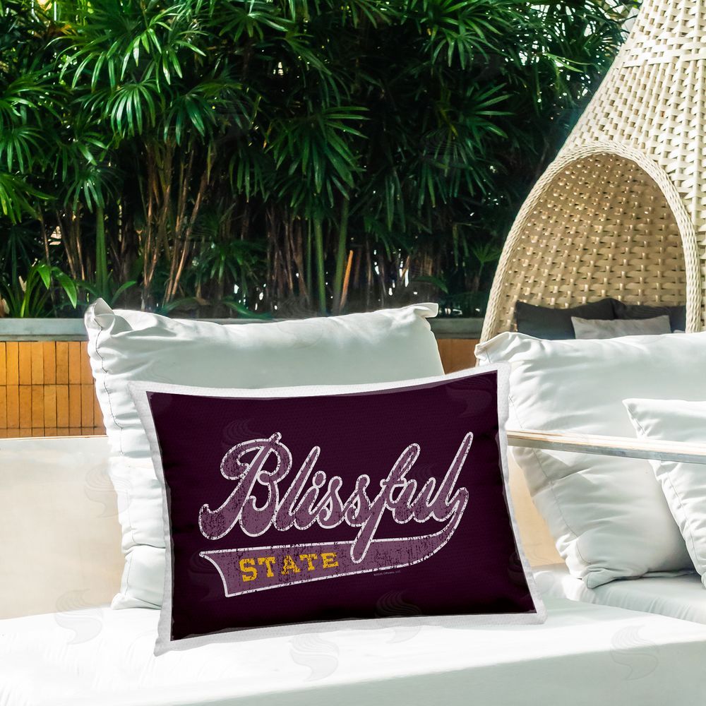 Higher Learning/Life Is High Blissful State Varsity Outdoor Quick-Dry Polyester Printed Throw Pillow in Back Yard