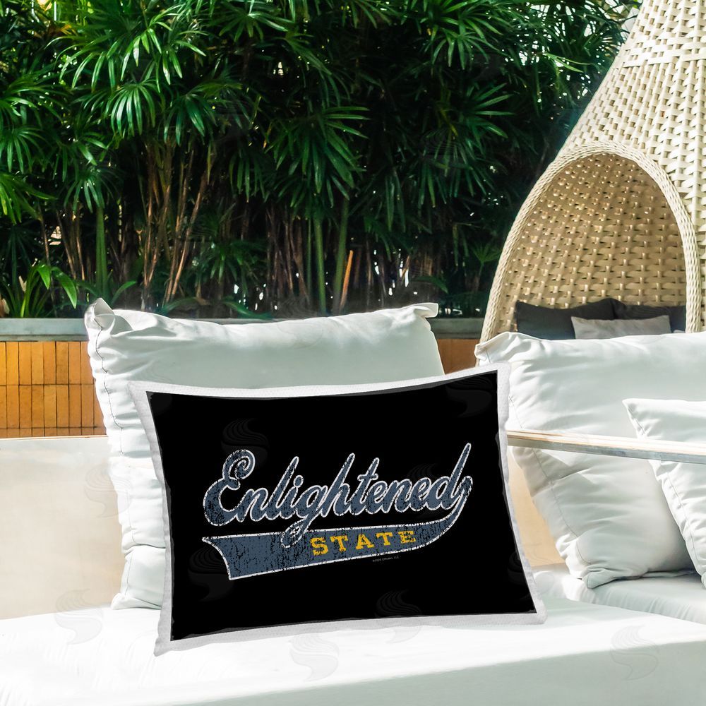 Higher Learning/Life Is High Enlightened State Varsity Outdoor Quick-Dry Polyester Printed Throw Pillow in Back Yard