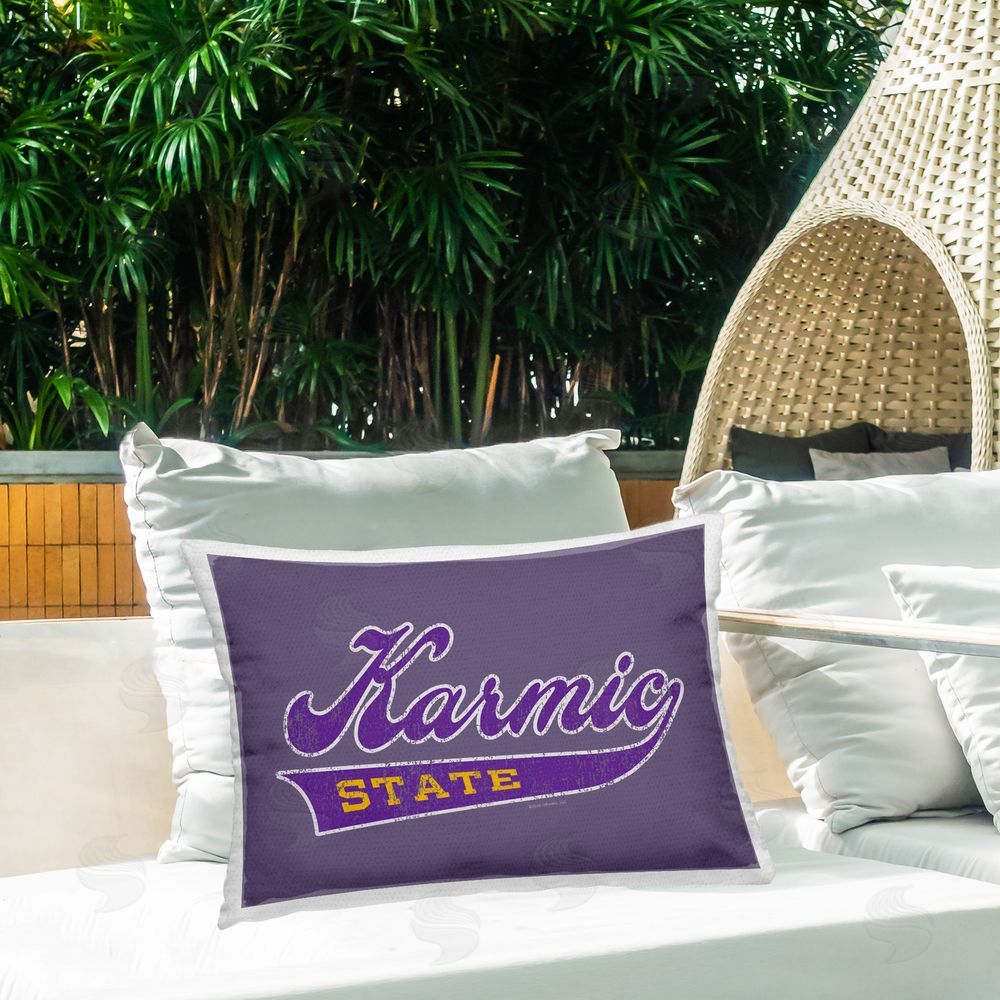 Higher Learning/Life Is High Karmic State Varsity Outdoor Quick-Dry Polyester Printed Throw Pillow in Back Yard