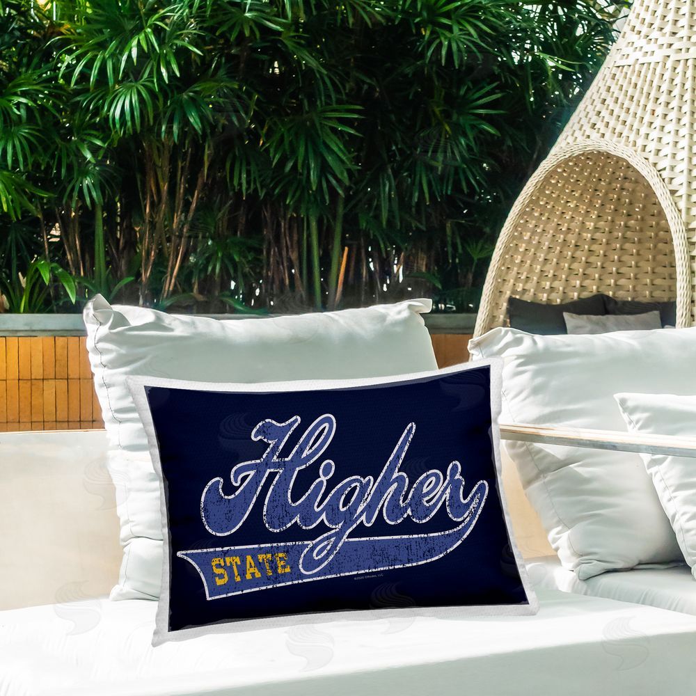 Higher Learning/Life Is High Higher State Varsity Style Outdoor Quick-Dry Polyester Printed Throw Pillow in Back Yard