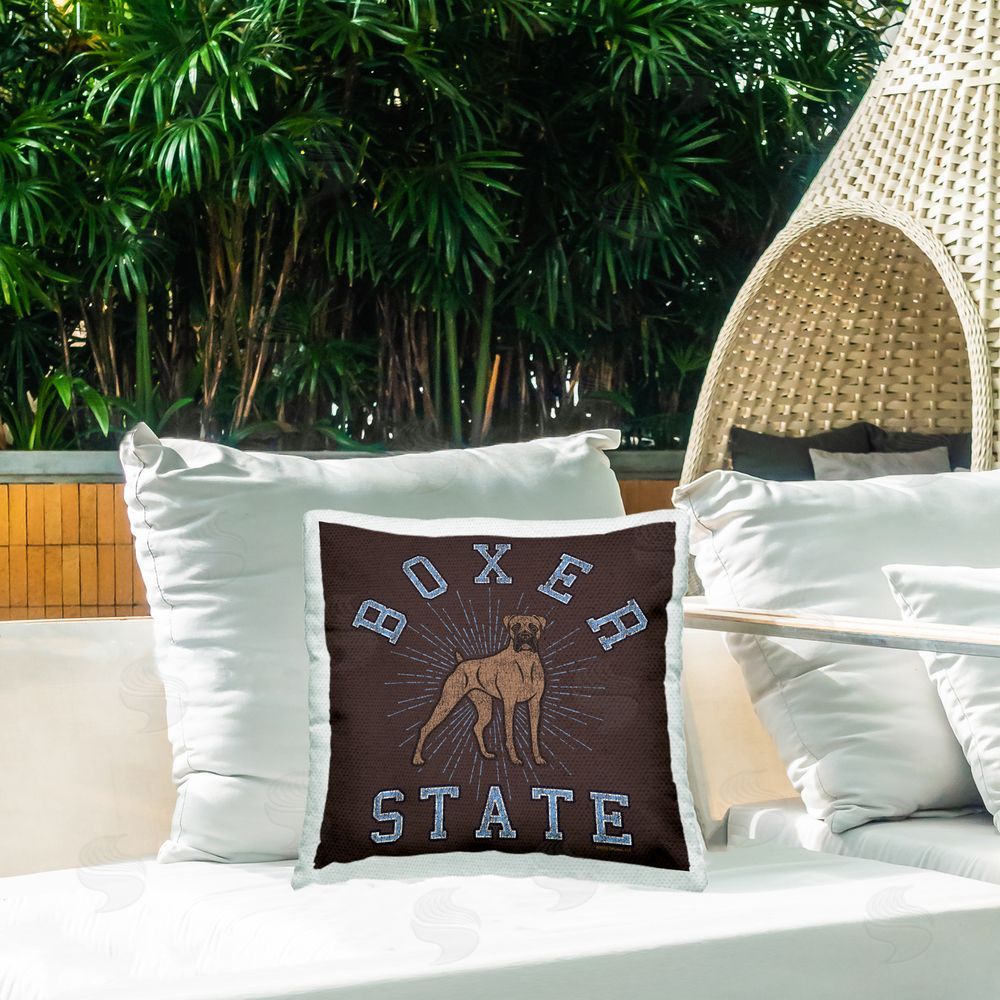 Spirit Animals/Life Is High Vintage Boxer State Outdoor Quick-Dry Polyester Printed Throw Pillow in Back Yard