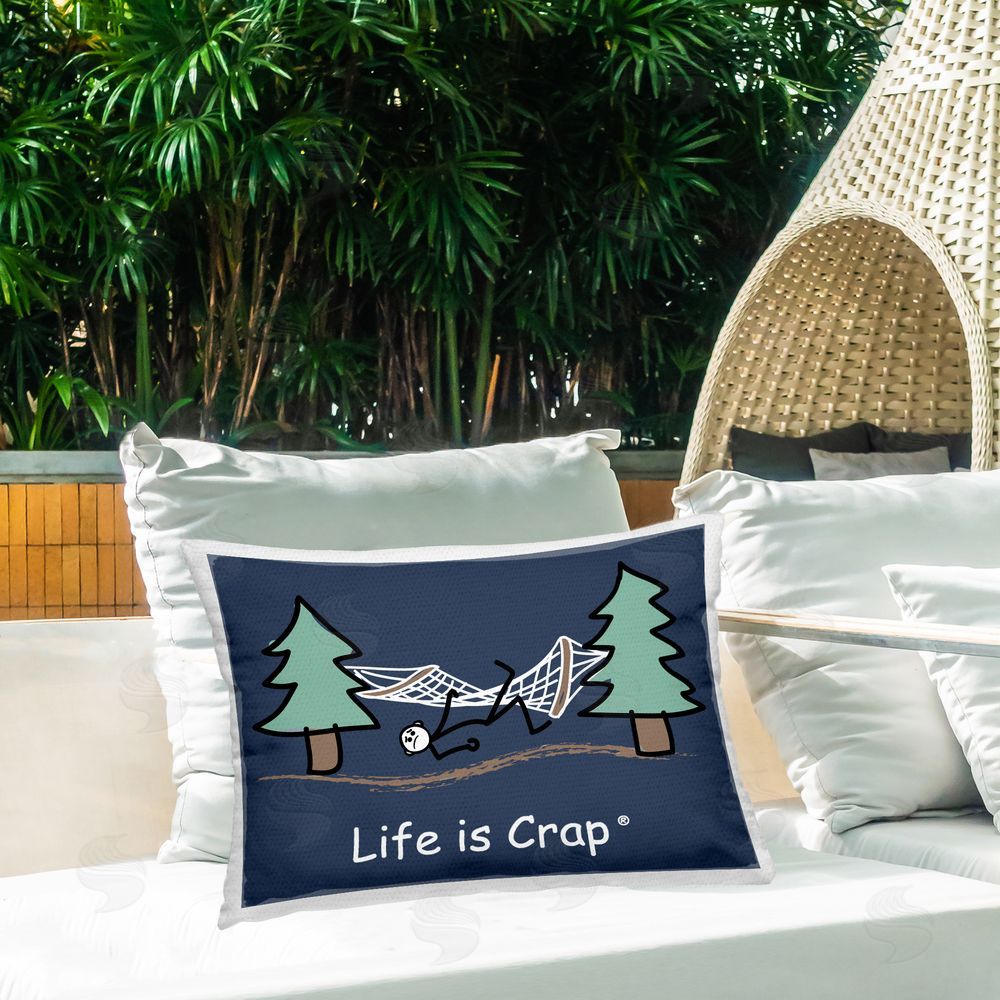 LIC Life Is Crap Hammock Outdoor Quick-Dry Polyester Printed Throw Pillow in Back Yard