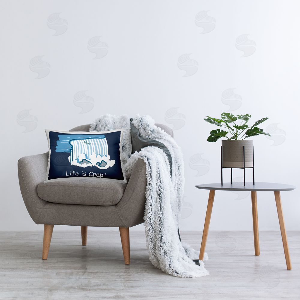LIC Funny Canoe Falls Printed Plush Polyester Throw Pillow On Chair