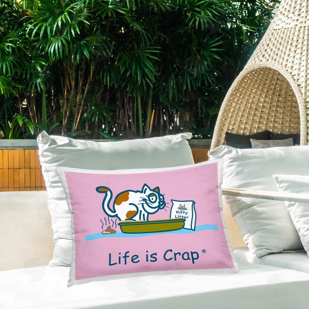 LIC Kitty Litter Funny Outdoor Quick-Dry Polyester Printed Throw Pillow in Back Yard