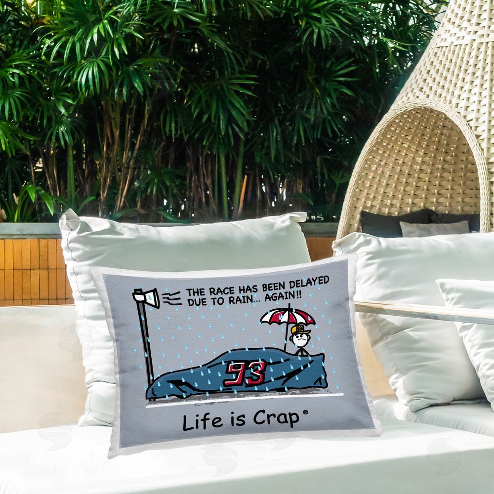 LIC Rain Delayed Race Outdoor Quick-Dry Polyester Printed Throw Pillow in Back Yard