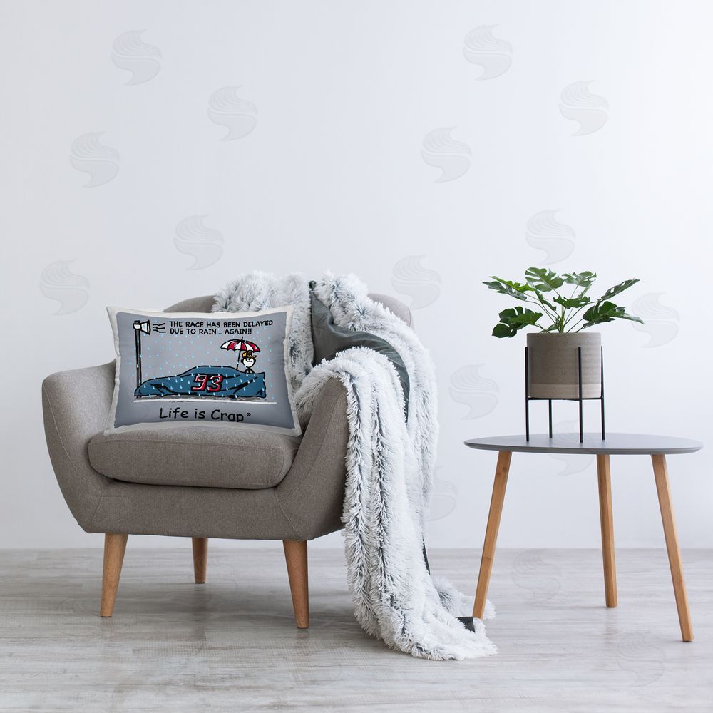 LIC Rain Delayed Race Printed Plush Polyester Throw Pillow On Chair