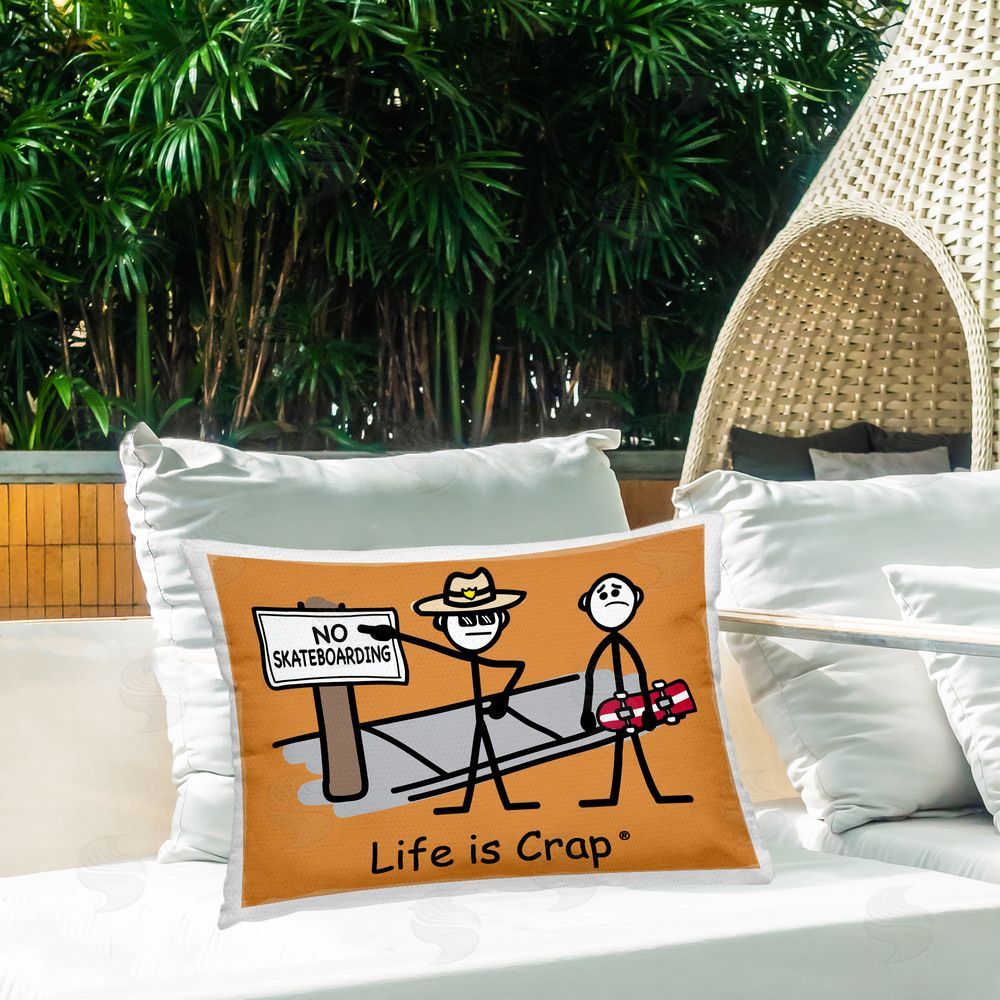 LIC No Skateboarding Sign Outdoor Quick-Dry Polyester Printed Throw Pillow in Back Yard