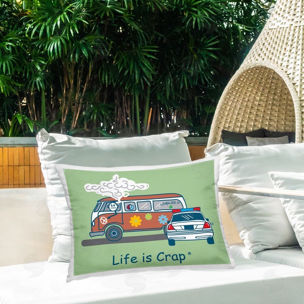 LIC Caught Van Smoking Outdoor Quick-Dry Polyester Printed Throw Pillow in Back Yard