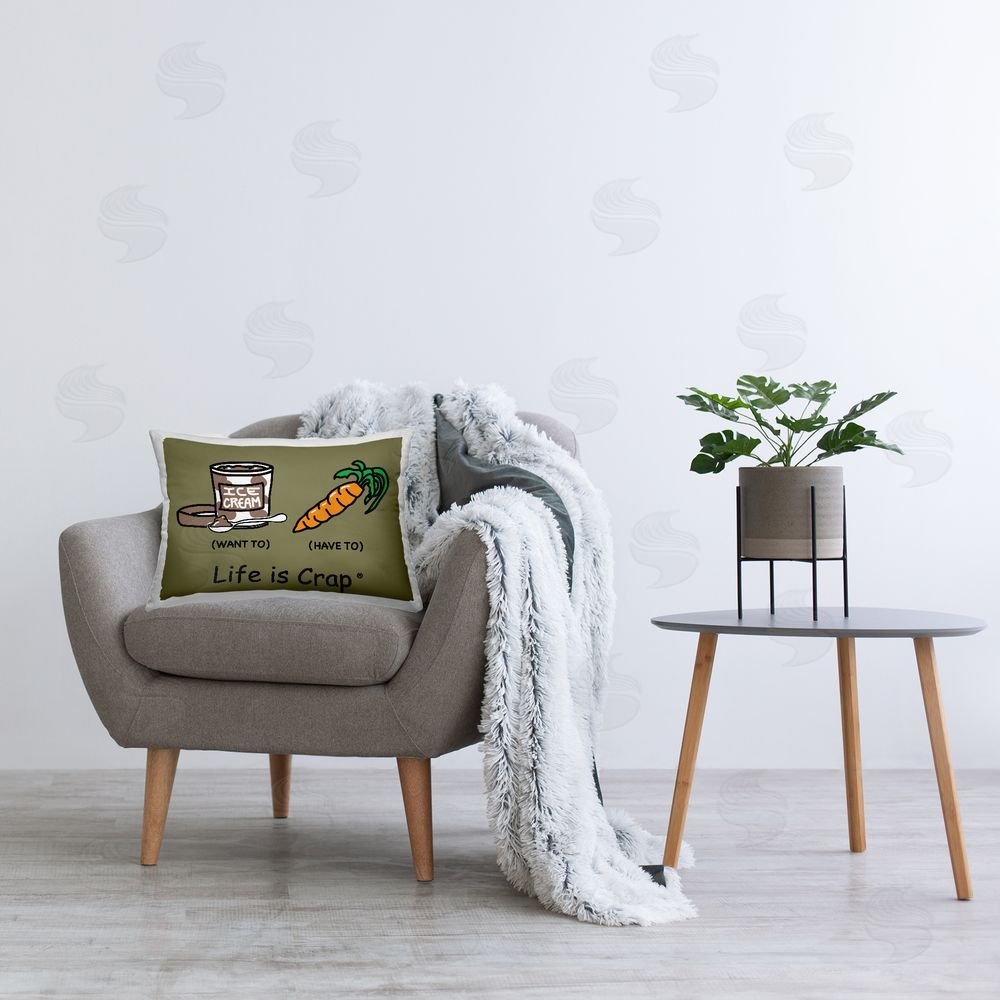 LIC Funny Diet Comparison Printed Plush Polyester Throw Pillow On Chair