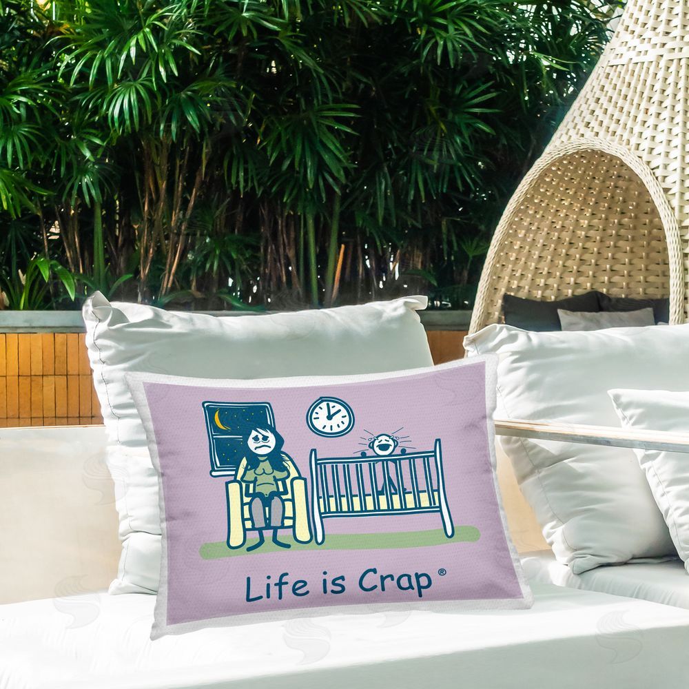 LIC Awake with Crying Baby Outdoor Quick-Dry Polyester Printed Throw Pillow in Back Yard