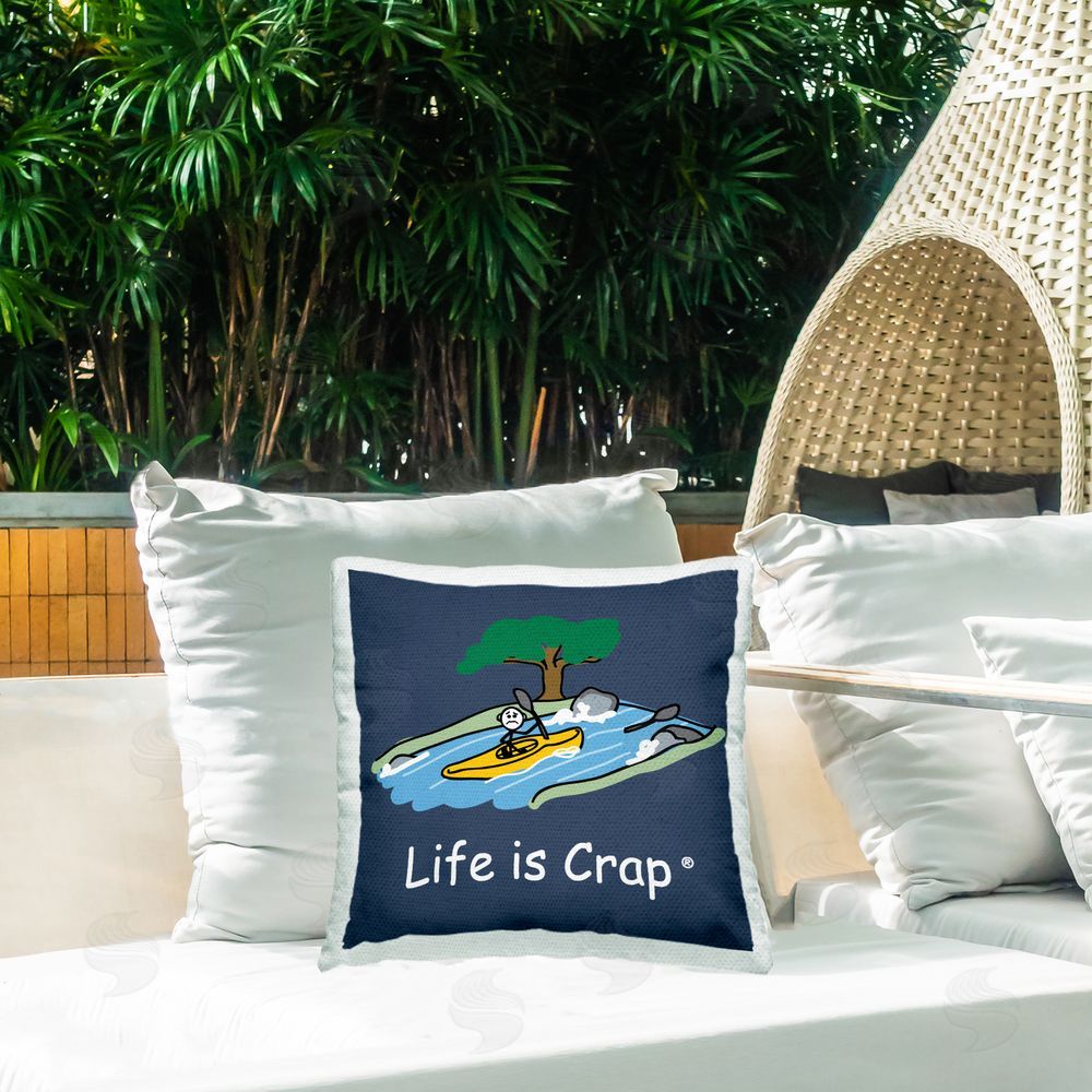 LIC Life Is Crap Kayaker Outdoor Quick-Dry Polyester Printed Throw Pillow in Back Yard