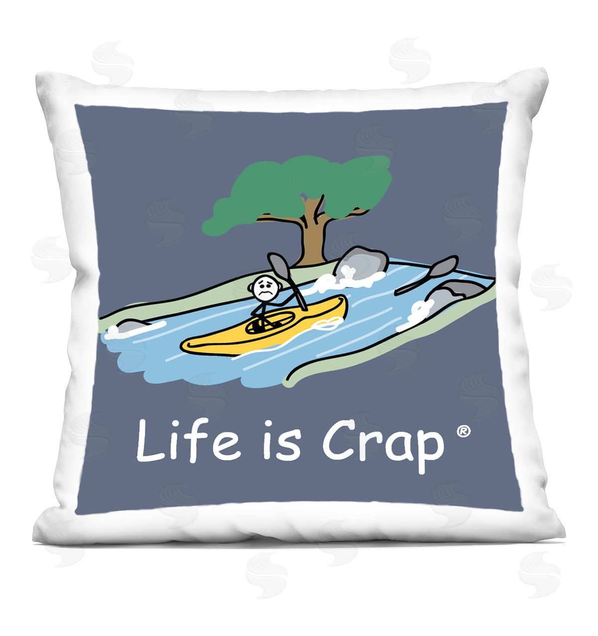 LIC Life Is Crap Kayaker Printed Plush Polyester Throw Pillow