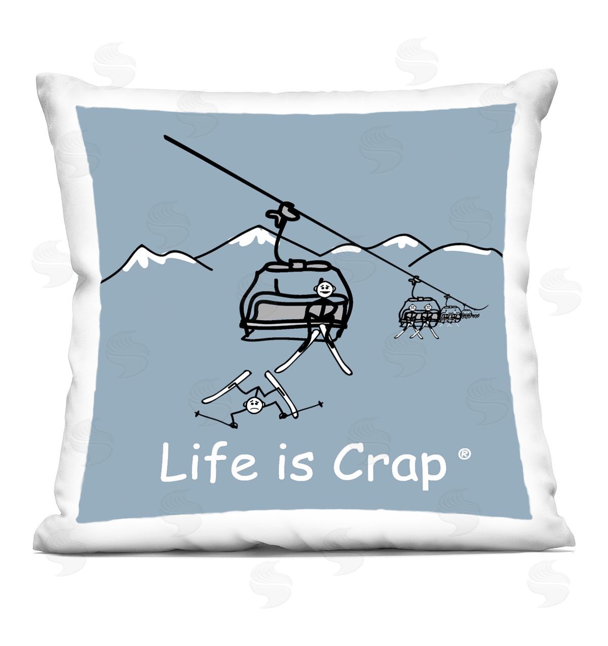 LIC Falling Ski Lift Printed Plush Polyester Throw Pillow