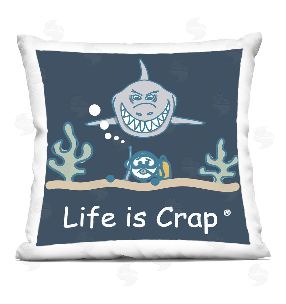 LIC Scary Scuba Shark Printed Plush Polyester Throw Pillow