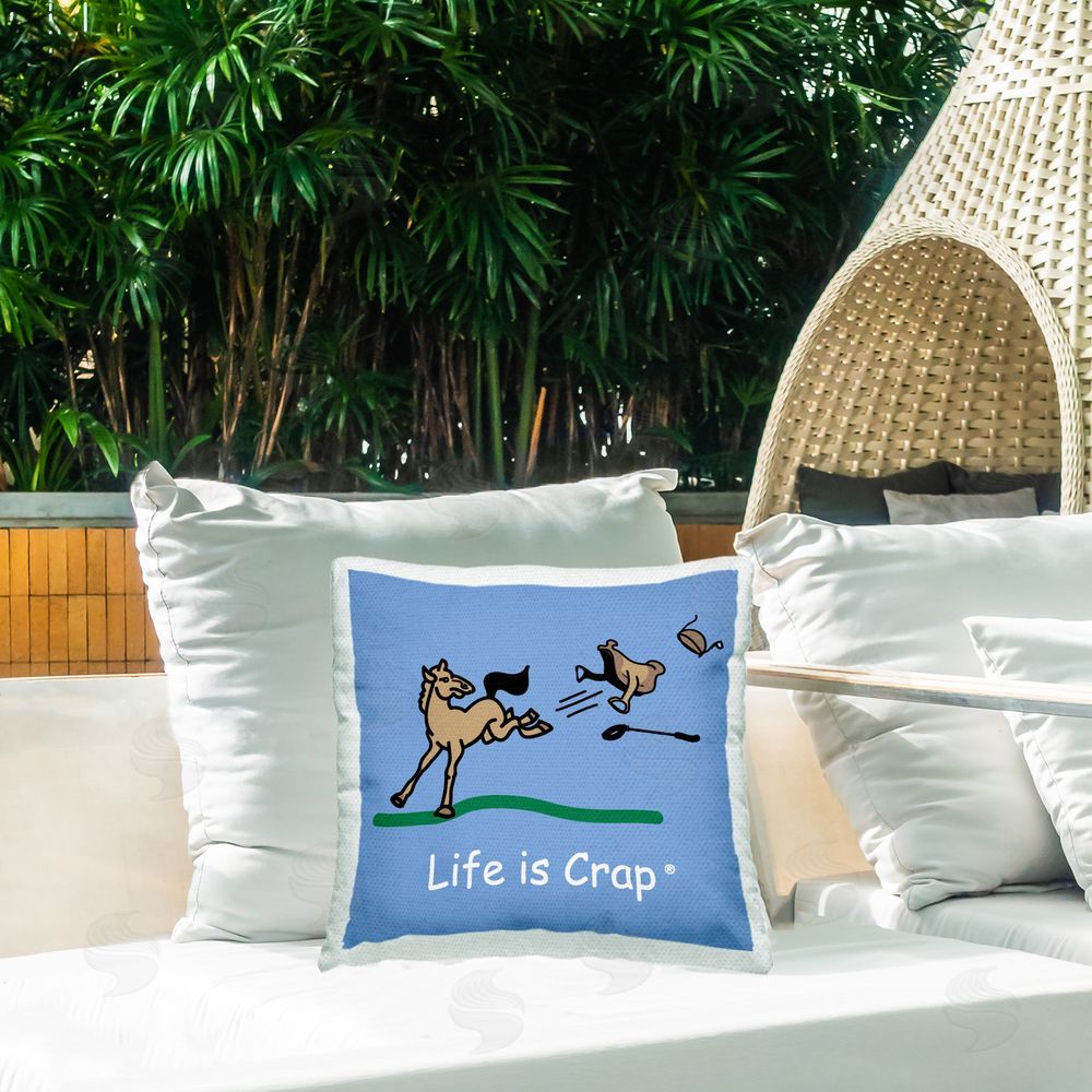 LIC Horse Kicking Saddle Outdoor Quick-Dry Polyester Printed Throw Pillow in Back Yard