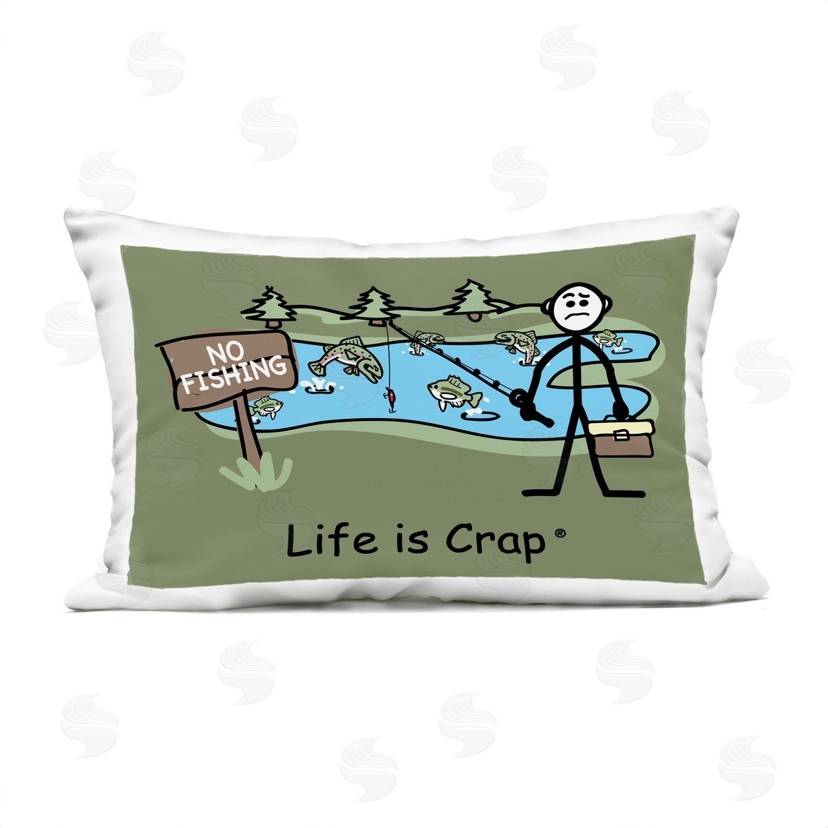 LIC No Fishing at Pond Outdoor Quick-Dry Polyester Printed Throw Pillow