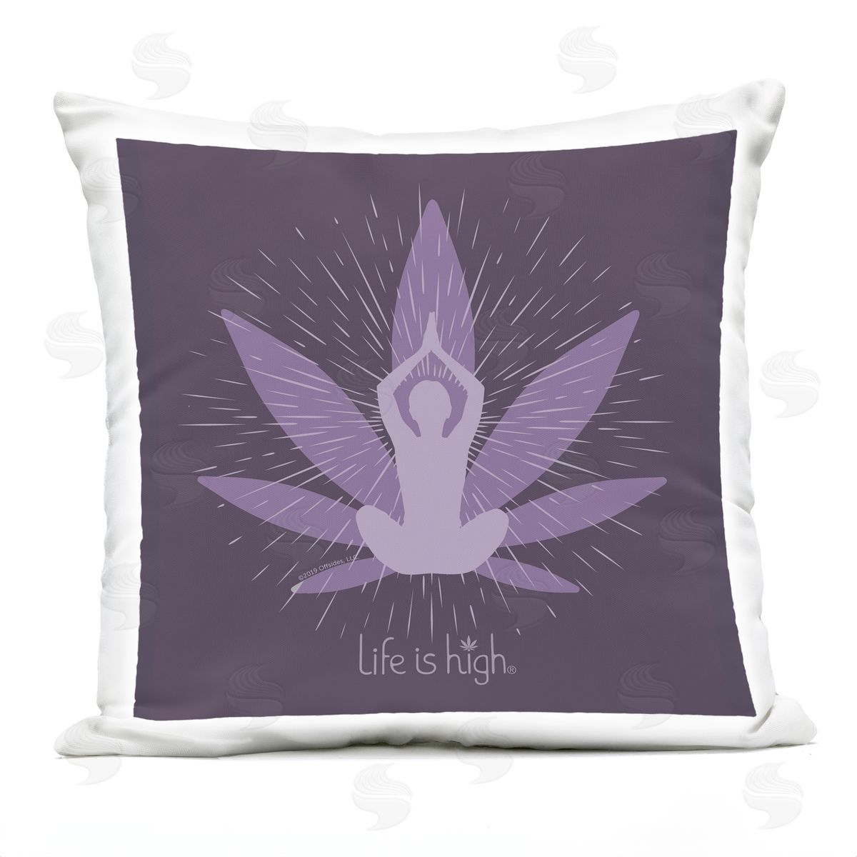 LIH Meditating Mindful Plant Outdoor Quick-Dry Polyester Printed Throw Pillow