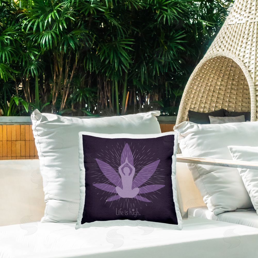LIH Meditating Mindful Plant Outdoor Quick-Dry Polyester Printed Throw Pillow in Back Yard