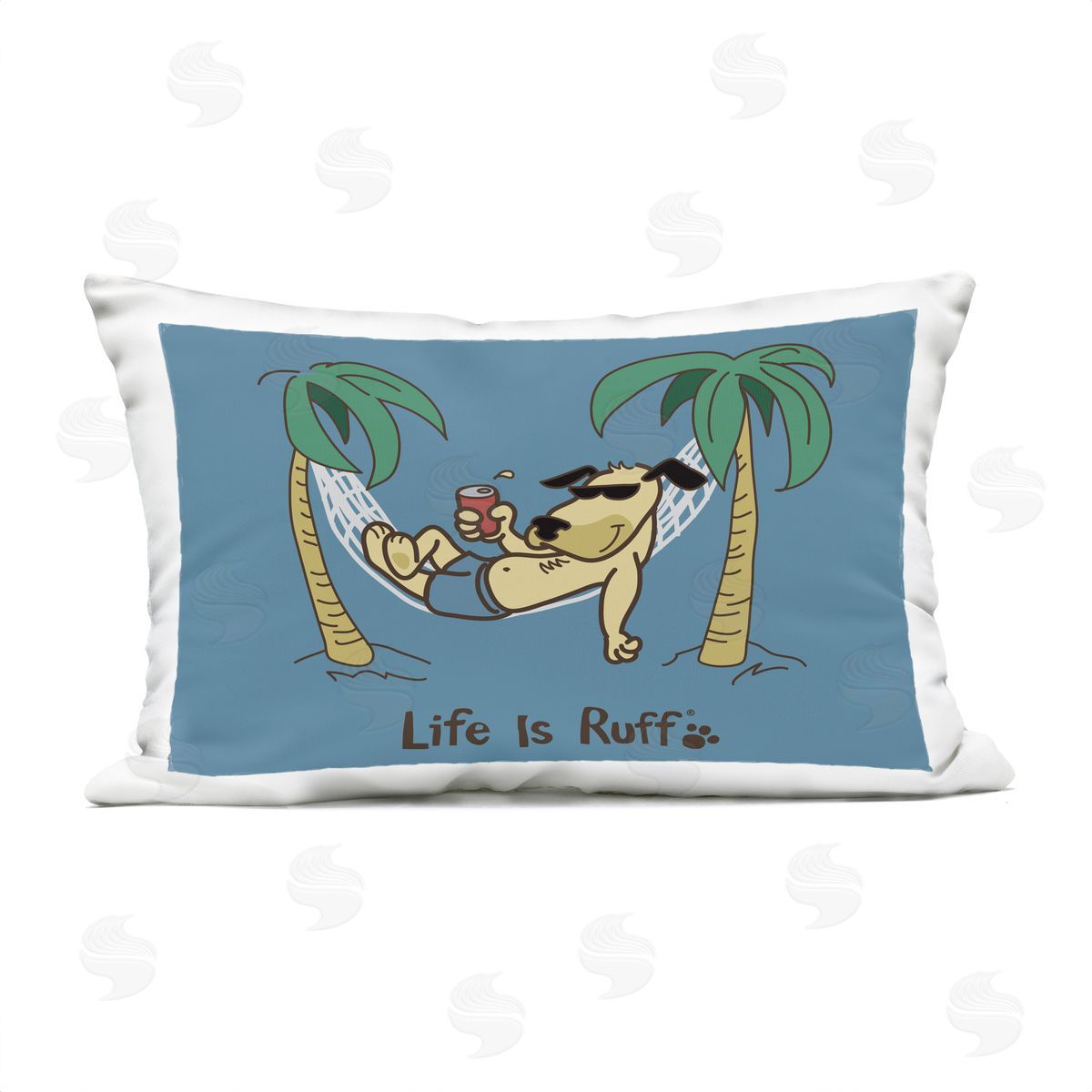 LIR Tropical Dog on Hammock Outdoor Quick-Dry Polyester Printed Throw Pillow