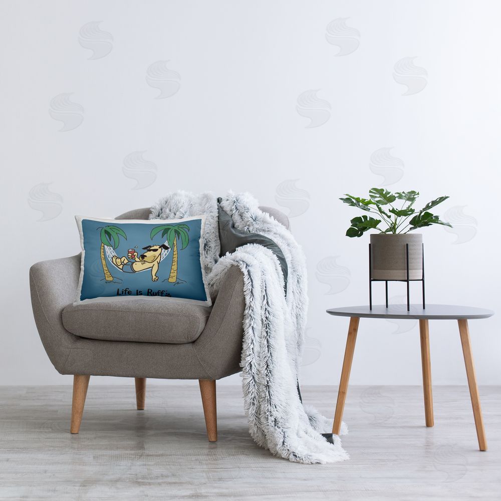 LIR Tropical Dog on Hammock Printed Plush Polyester Throw Pillow On Chair