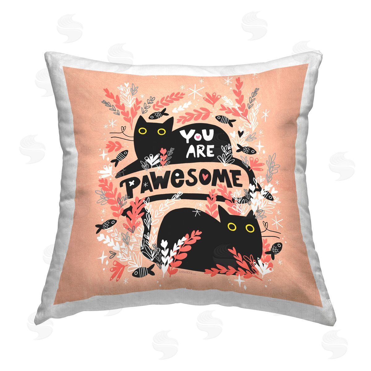 Leeza Hernandez You Are Pawesome Cats Printed Plush Polyester Throw Pillow