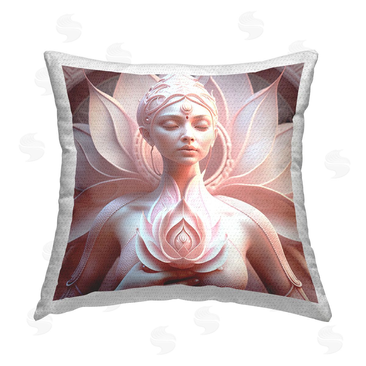 Shambhala Light Visionary Art Spiritual Lotus Woman Statue Outdoor Quick-Dry Polyester Printed Throw Pillow
