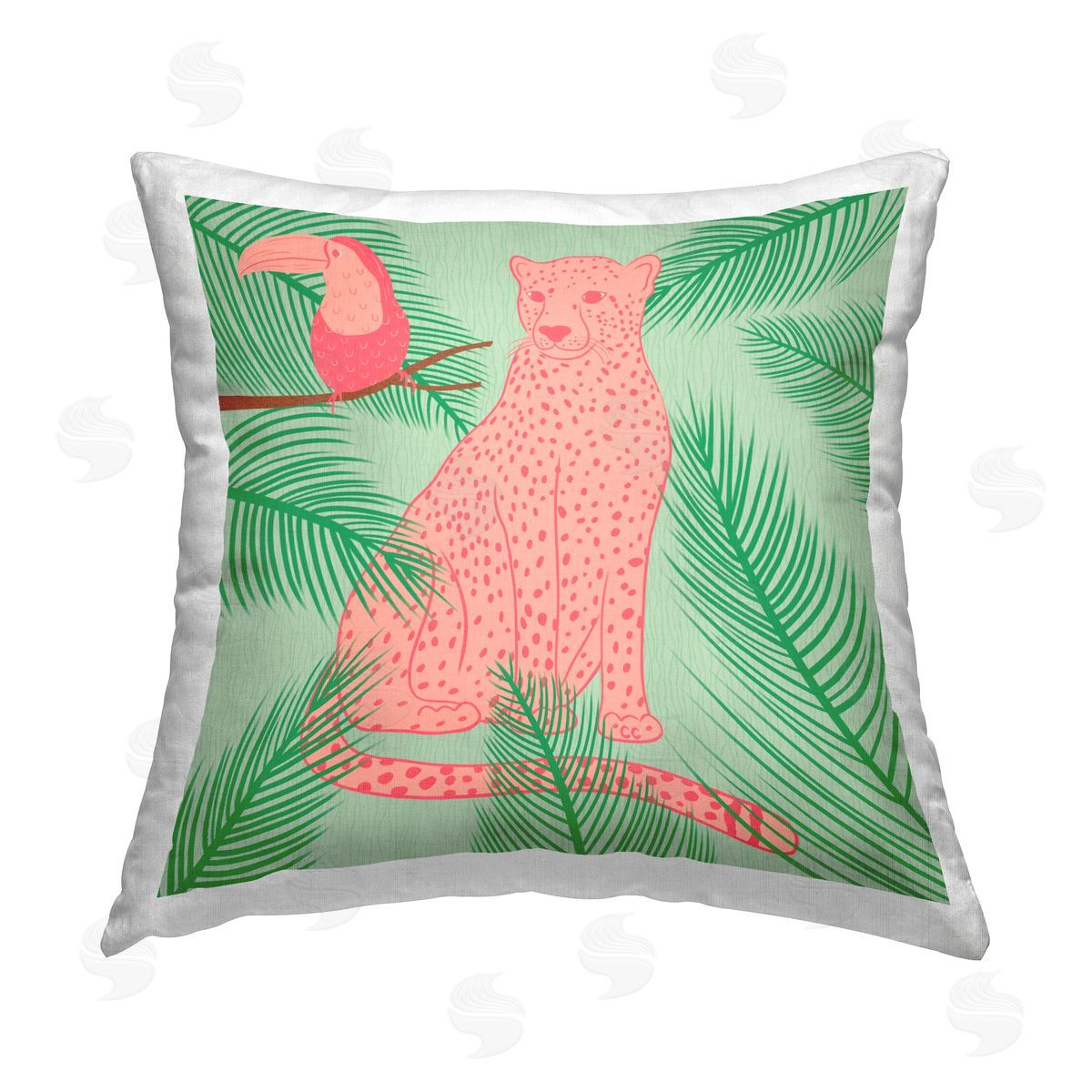 Carrie Cantwell Cheetah & Toucan Pastels Printed Plush Polyester Throw Pillow