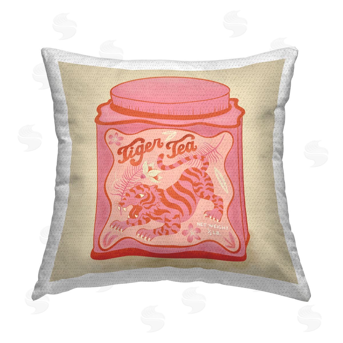 Carrie Cantwell Tiger Tea Traditional Style Outdoor Quick-Dry Polyester Printed Throw Pillow