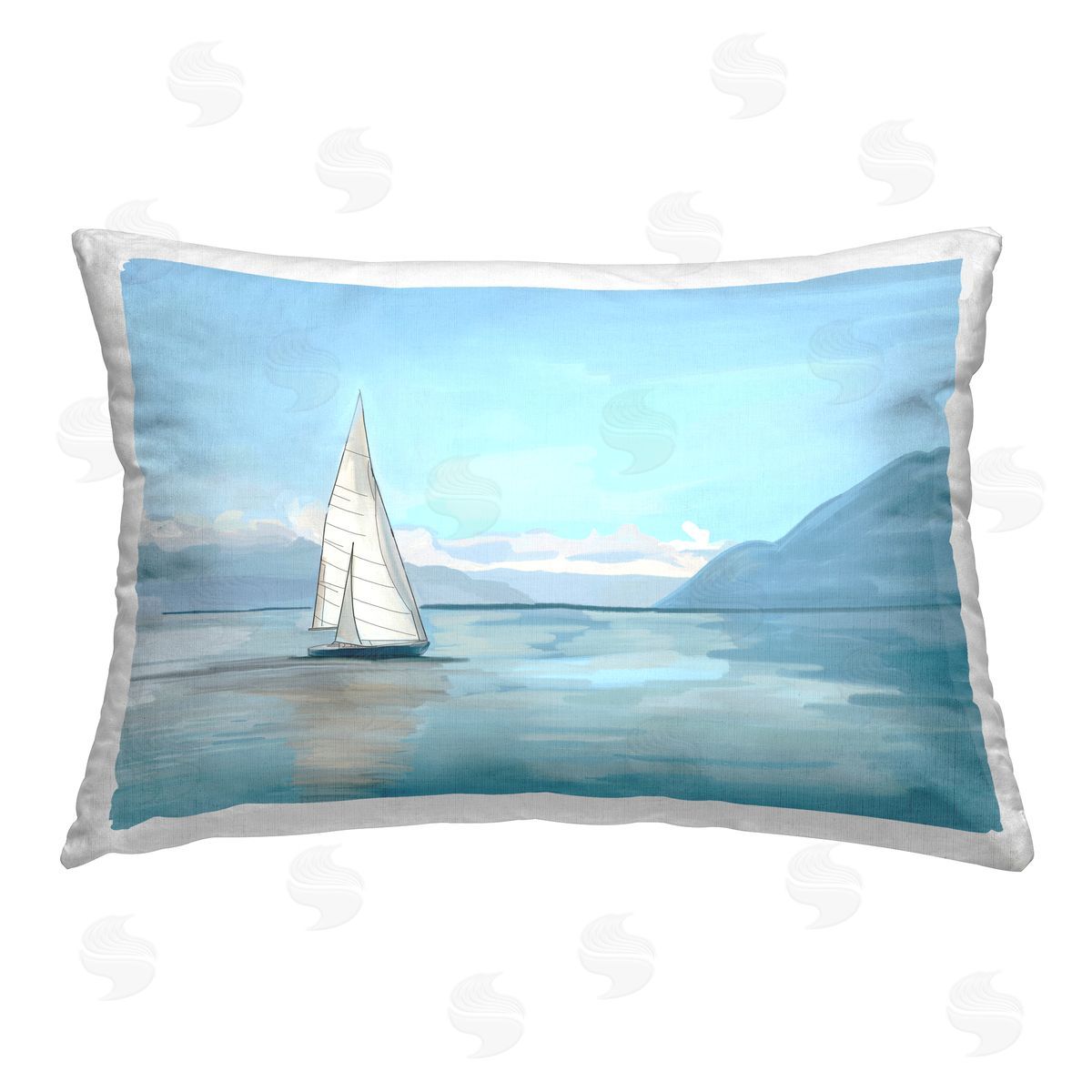 Amelia Noyes Peaceful Sailboat on Water Printed Plush Polyester Throw Pillow