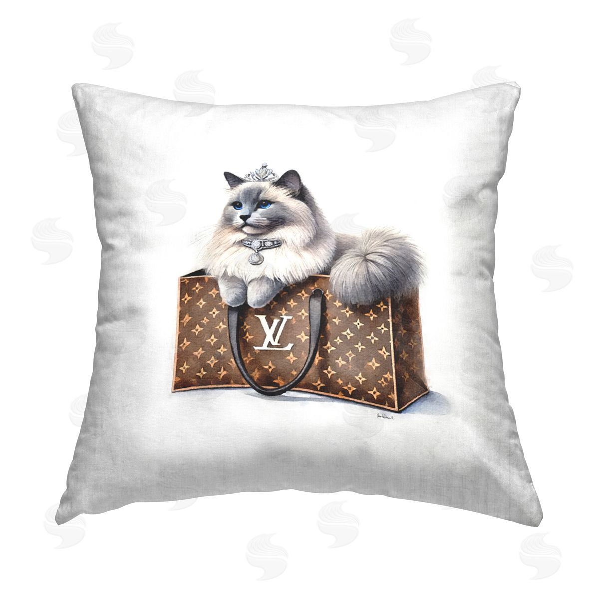 Amanda Greenwood Cat in Glam Purse Printed Plush Polyester Throw Pillow