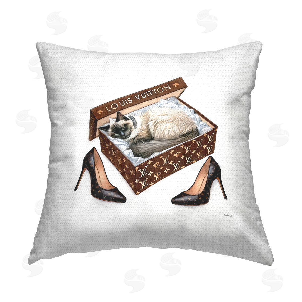 Amanda Greenwood Kitty Sleeping Heels Box Outdoor Quick-Dry Polyester Printed Throw Pillow