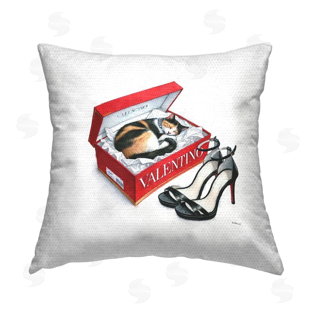 Amanda Greenwood Trendy Cat Shoebox Outdoor Quick-Dry Polyester Printed Throw Pillow
