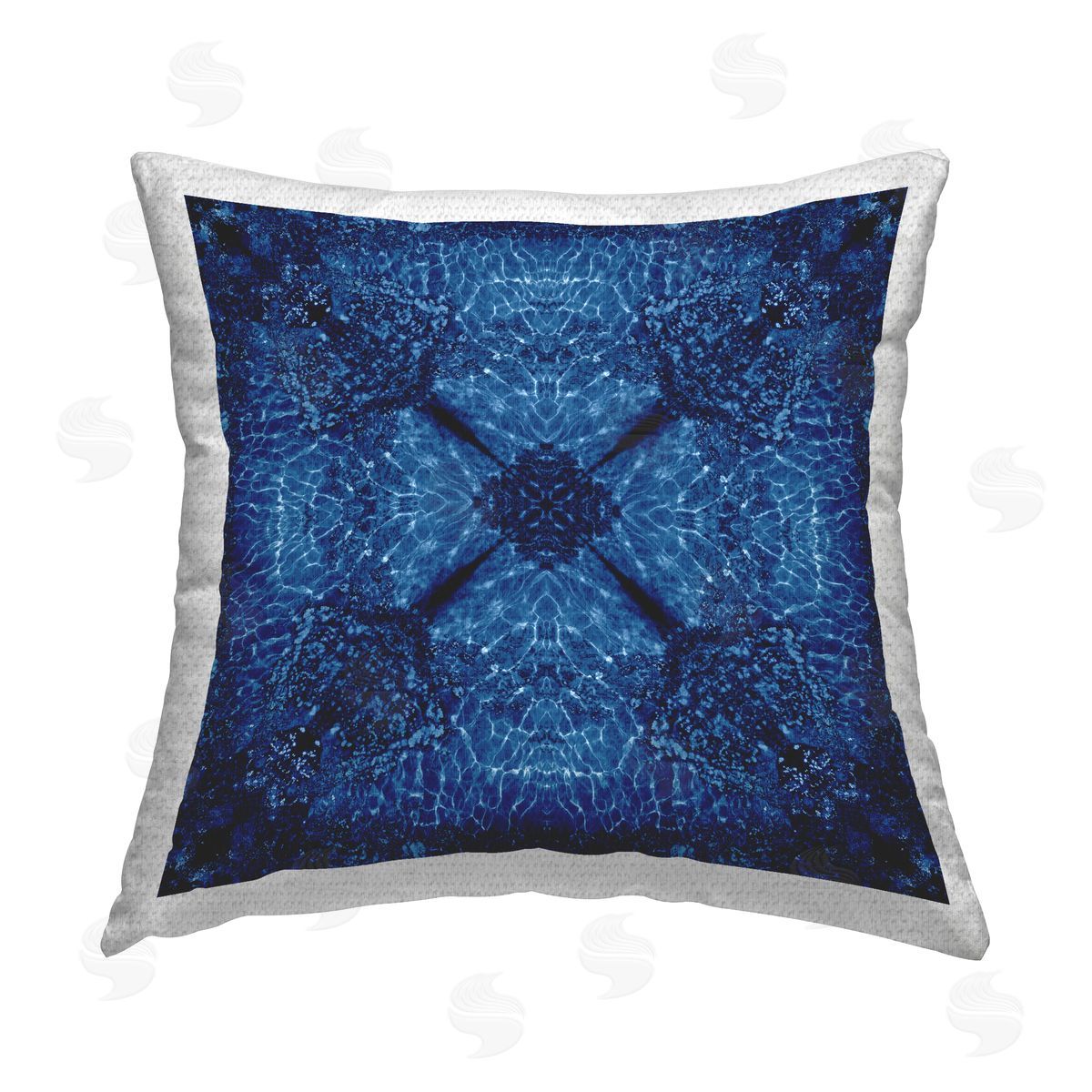 El Perkin Dark Blue Patterned Outdoor Quick-Dry Polyester Printed Throw Pillow