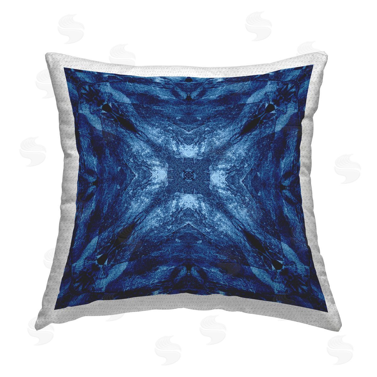 El Perkin Mirrored Blue Pattern Outdoor Quick-Dry Polyester Printed Throw Pillow