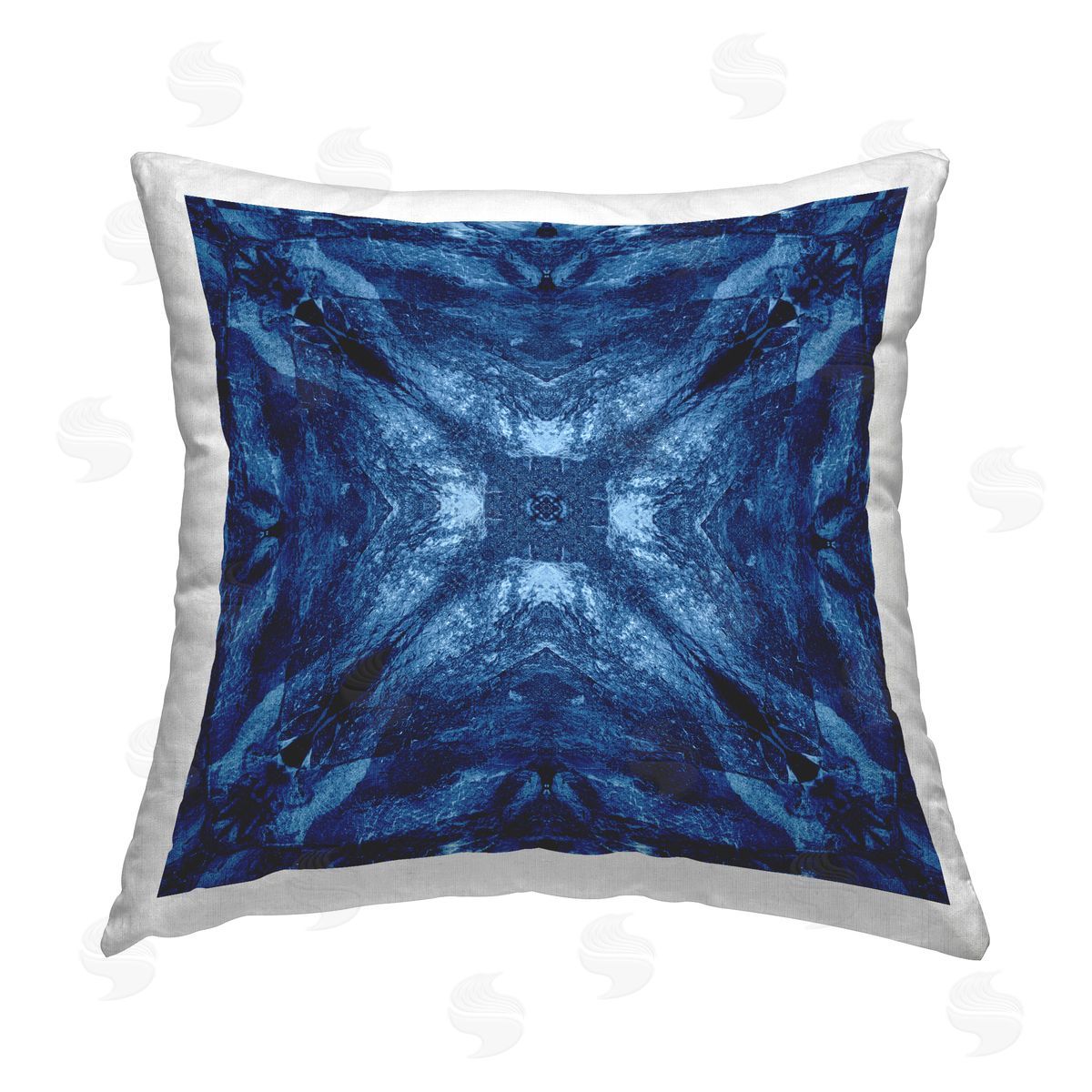 El Perkin Mirrored Blue Pattern Printed Plush Polyester Throw Pillow