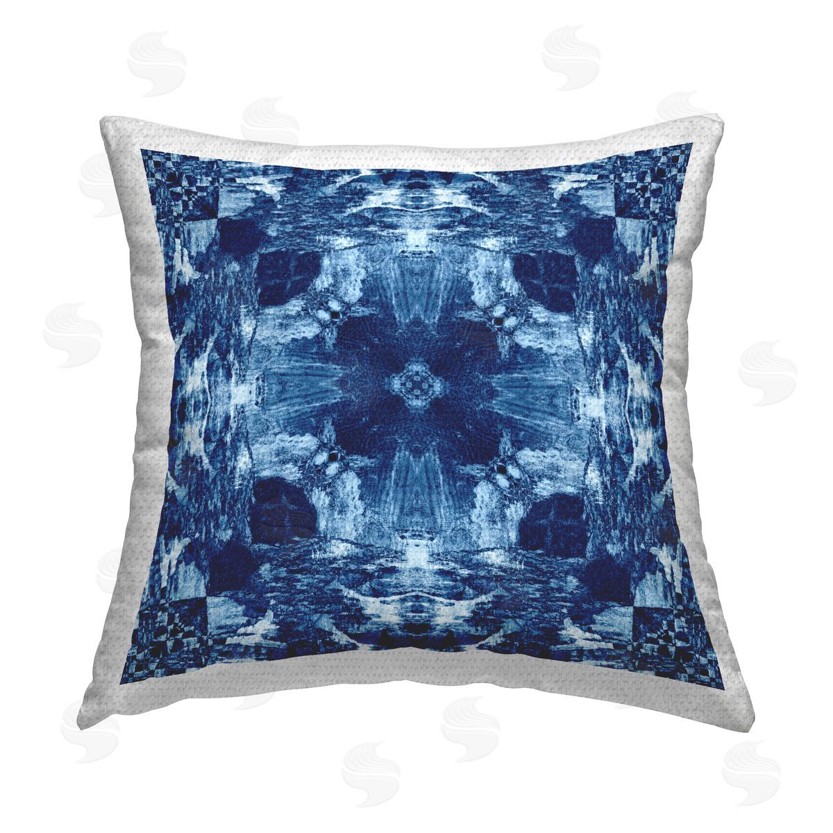 El Perkin Blue Mirrored Symmetry Outdoor Quick-Dry Polyester Printed Throw Pillow