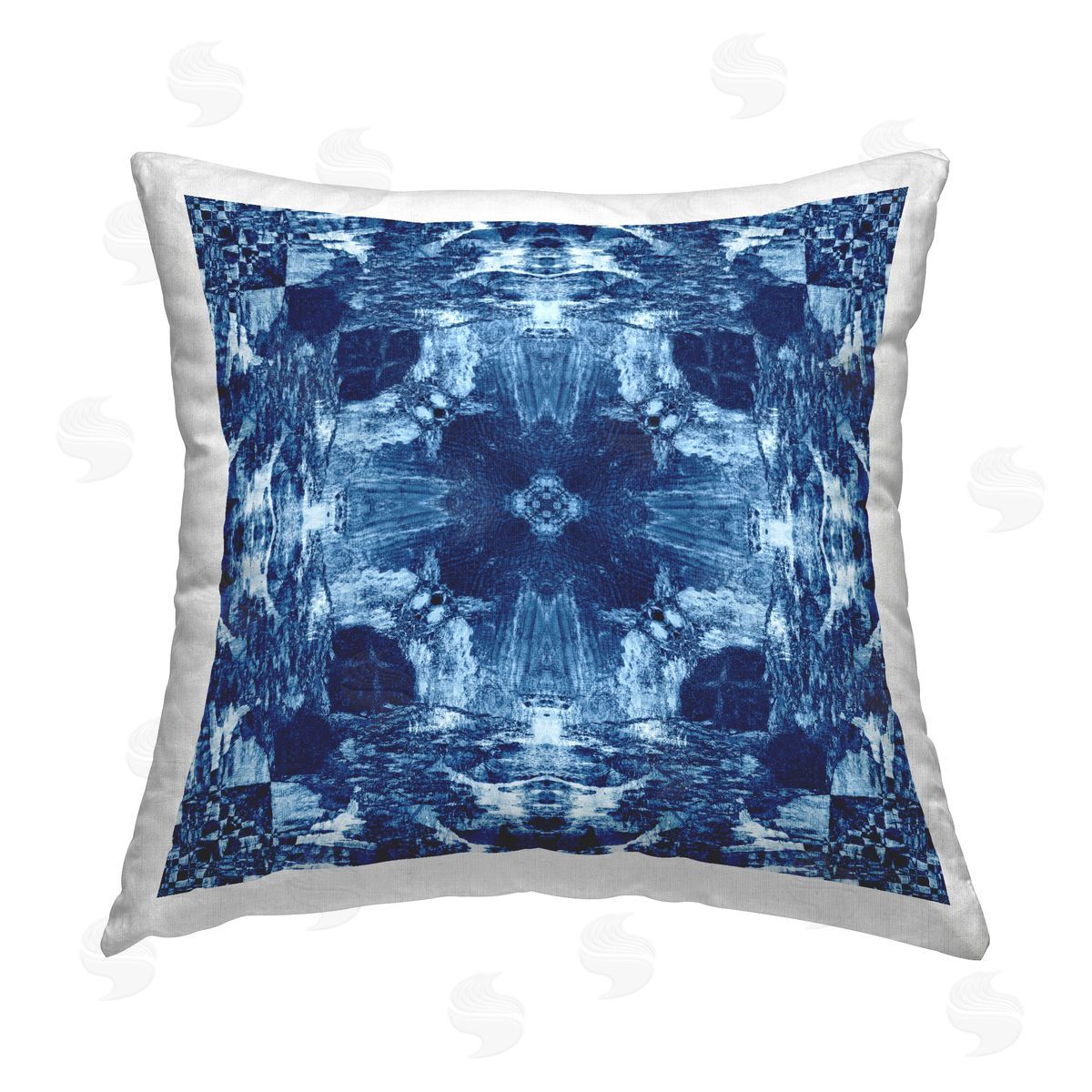 El Perkin Blue Mirrored Symmetry Printed Plush Polyester Throw Pillow